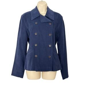 J. Crew Womens Double-Breasted Lightweight Jacket Navy Blue Size 10